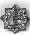 Star-Shaped Tile, Stonepaste; stain- and luster-painted