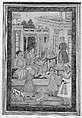 Akbar Visited by Jahangir and Daniyal, Opaque watercolor on paper