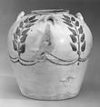 Jar with Four Lug Handles, Earthenware; painted in blue on opaque white glaze