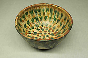 Vessel with Splashed Decoration, Earthenware; white slip, incised and splashed with polychrome glazes under transparent glaze (sgraffito ware)