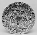 Dish, Stonepaste; polychrome and slip painted under transparent glaze