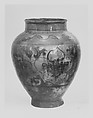 Jar, Stonepaste; underglaze painted