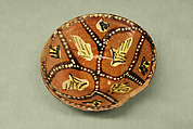 Bowl with Polychrome Decoration on a Red Slip Ground, Earthenware; red slip with polychrome slip decoration under transparent glaze