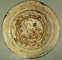 Plate, Earthenware; white slip, incised and splashed with polychrome glazes under transparent glaze (sgraffito ware)