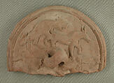 Lid with a Lion attacking a Bull, Earthenware; molded decoration, unglazed