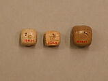 Dice, Ivory or bone; incised and inlaid with paint