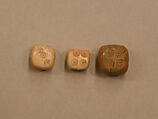 Dice, Ivory or bone; incised and inlaid with paint