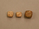 Dice, Bone; tinted, incised, and inlaid with paint