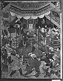 "Hamza's Heroes Fight in Support of Qasim and Badi'uzzaman", Folio from a Hamzanama (The Adventures of Hamza), Attributed to Shravana, Ink, opaque watercolor, and gold on cloth; mounted on paper