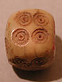 Dice, Ivory or bone; incised and inlaid with paint