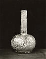 Flask, Glass, colorless; blown, cut