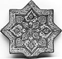 Star-Shaped Tile, Stonepaste; luster-painted on opaque white glaze under transparent glaze