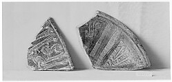 Fragment of a Bowl, Earthenware; incised decoration through a white slip and coloring under transparent glaze
