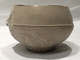 Fragment of an Ewer, Earthenware; slip covered and molded, unglazed