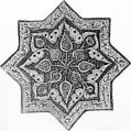 Star-Shaped Tile, Stonepaste; luster-painted on opaque white glaze with touches of cobalt