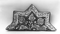 Star-Shaped Tile, Stonepaste; luster-painted with touches of cobalt on opaque white glaze under transparent glaze