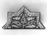 Star-Shaped Tile, Stonepaste; luster-painted with touches of cobalt on opaque white glaze under transparent glaze