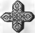 Cross-Shaped Tile, Stonepaste; luster-painted on opaque while glaze under transparent glaze