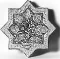 Star-Shaped Tile, Stonepaste; luster-painted on opaque white glaze under transparent glaze