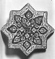 Star-Shaped Tile, Stonepaste; luster-painted on opaque white glaze under transparent glaze