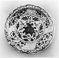 Dish with a Lotus Design, Stonepaste; painted in blue under transparent glaze ("Kubachi" ware)