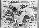 Shahnama (Book of Kings) of Firdausi, Abu&#39;l Qasim Firdausi (Iranian, Paj ca. 940/41–1020 Tus), Ink, opaque watercolor, silver, and gold on paper