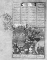 Shahnama (Book of Kings) of Firdausi, Abu&#39;l Qasim Firdausi (Iranian, Paj ca. 940/41–1020 Tus), Ink, opaque watercolor, silver, and gold on paper; lacquer binding