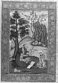 Young Prince and Mentor Sitting in Landscape, Ink, opaque watercolor, and gold on paper