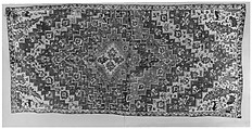 Rug with an Interlocking Lozenge-Medallion Design, Wool (warp, weft, and pile); symmetrically knotted pile
