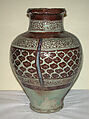 Jar, Stonepaste; underglaze painted in blue, luster-painted on transparent glaze