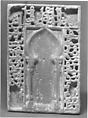 Tile with Niche Design, Stonepaste; molded, glazed, and carved