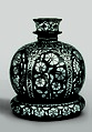 Bidri Huqqa (Water Pipe) Base with Tall Flowers in Arches, and Associated Ring, Zinc alloy inlaid with brass and silver