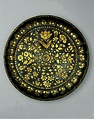Bidri Tray with Flowering Plants, Zinc alloy inlaid with brass