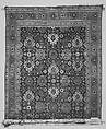 Blue-ground Harshang Carpet, Cotton (warp and weft), wool (pile); symmetrically knotted pile