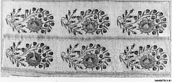 Towel End, Linen, silk, metal wrapped thread; plain weave, embroidered