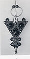 Fibula, One of a Pair, Silver, enamel, imitation coral