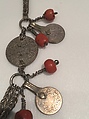 Necklace, Silver, coral, coins