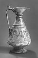 Small Glass Ewer, Glass, green; blown, applied handle and decoration