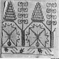 Textile Fragment, Linen, silk, and metal wrapped thread; plain weave, embroidered