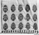 Scarf, Cotton; embroidered in silk and metal wrapped thread