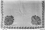 Scarf, Cotton; embroidered in metal wrapped thread and tinsel