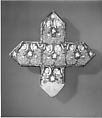 Cross-Shaped Tile, Stonepaste; overglaze luster-painted