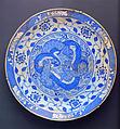 Dish with Two Intertwined Dragons, Stonepaste; painted in blue under transparent glaze