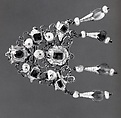 Head Ornament, Gold, topaz, green beryl, glass, pearls