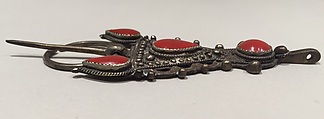 Fibula, Silver, imitation coral