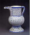 Ewer with 'Tughra-Illuminator' Style Decoration, Stonepaste; painted in blue under transparent glaze