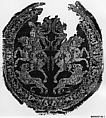 Medallion Depicting Addorsed Amazons on Horseback, Silk; samite (weft-faced compound twill)