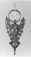 Fibula, Silver, imitation coral