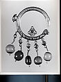 Ear Ornament (Tikhrazin or Douwwah), One of a Pair, Metal, coral, and glass