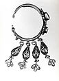 Ear Ornament (Tikhrazin or Douwwah), One of a Pair, Silver and glass